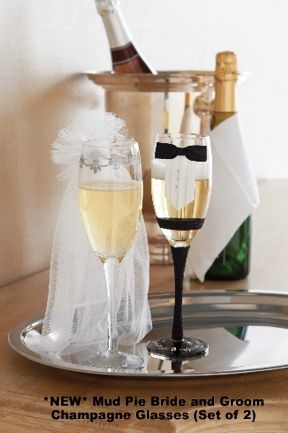 Mud Pie Bride and Groom Champagne Glasses-Set of 2 Mud Pie Bride and Groom Champagne Glasses-Set of 2