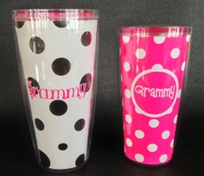 Grammy 16 oz. Pink and White Polka Dot Signature Tumblers Grammy 16 oz. Pink and White Polka Dot Signature Tumblers