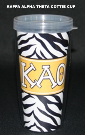 Kappa Alpha Theta Sorority Black and White Animal Print Cottie Cup Kappa Alpha Theta Sorority Black and White Animal Print Cottie Cup