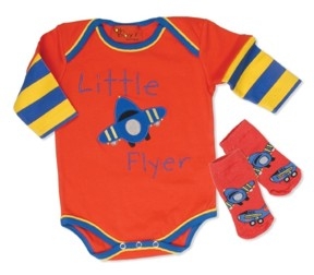 Oh Boy Airplane Little Flyer 2-Piece Onesie Set from Mud Pie Oh Boy Airplane Little Flyer 2-Piece Onesie Set from Mud Pie