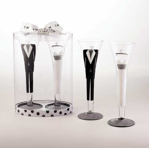 Bride and Groom Champagne Flute Set by Mud Pie Bride and Groom Champagne Flute Set by Mud Pie