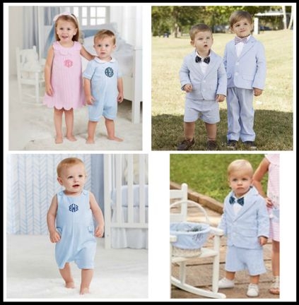 Personalized Mud Pie Blue Seersucker Suits and Shortalls Personalized Mud Pie Blue Seersucker Suits and Shortalls