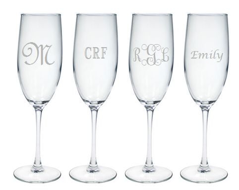Personalized 8 oz. Glass Champagne Flutes-Individual or Sets of 2 or 4 Personalized 8 oz. Glass Champagne Flutes-Individual or Sets of 2 or 4