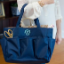 Navy Carry All Bag personalized in Master Circle font in aqua thread Navy Carry All Bag personalized in Master Circle font in aqua thread